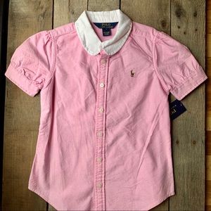 Polo by Ralph Lauren Pink Short Sleeve Button-Down Shirt with White Collar